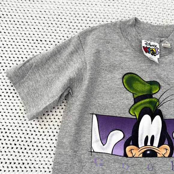 Disney Kids Grey Vintage 90s Deadstock Grey Peek Goofy Short Sleeve Tee Small - Picture 2 of 9